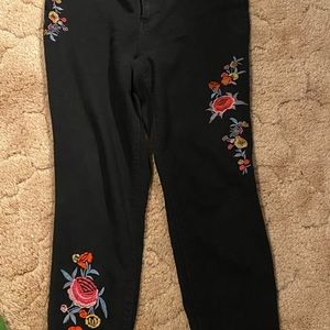 Black floral jeans